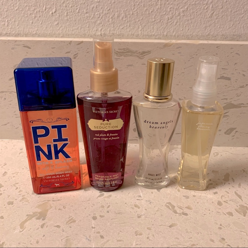 Victoria’s Secret + Bath and Body Works perfume spray lot with cosmetic bag
